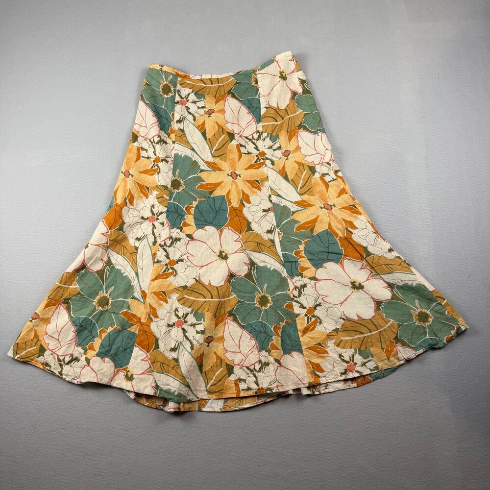 Vintage Jones Wear Floral Linen Cotton Skirt Size 10